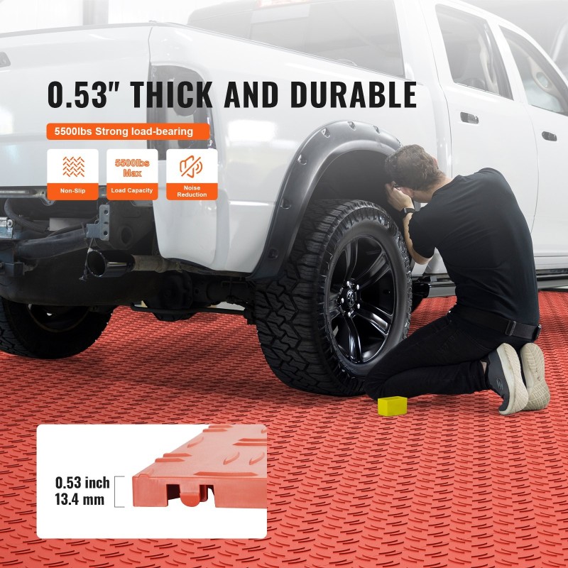 Lattialaatat polypropeeni 305x305 mm 50 kpl lukittuvat punainen autotalli