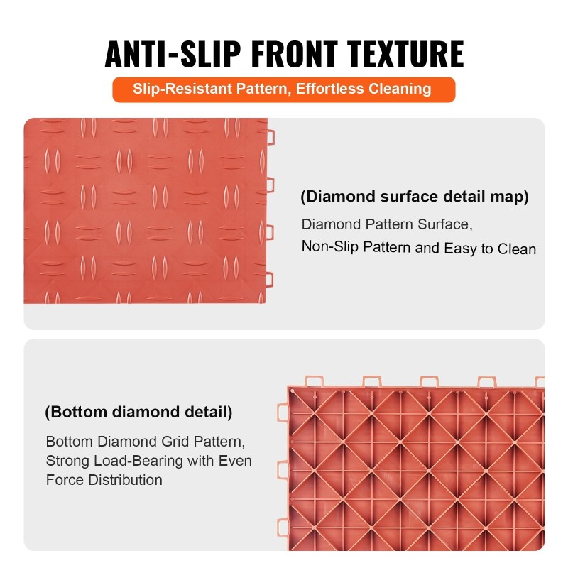 Lattialaatat polypropeeni 305x305 mm 50 kpl lukittuvat punainen autotalli