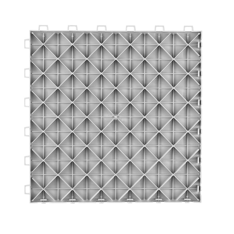 Toisiinsa lukittuvat autotallilaatat PP-muovi 305×305×13 mm 25 kpl kaksipuolinen liukuestopinta hopea