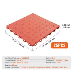 Autotallin lattialaatat 305 x 305 x 13.4 mm PP-muovi 25 kappaletta punainen