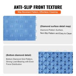 Lukittuvat PP-lattialaatat 305×305×13,4 mm 25 kpl sininen kaksipuolinen liukuestopinta autotalliin