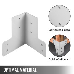 Työpöydän kulmarautasarja 8 kpl sinkittyä terästä 4 mm valkoinen sopii 4x4 2x4