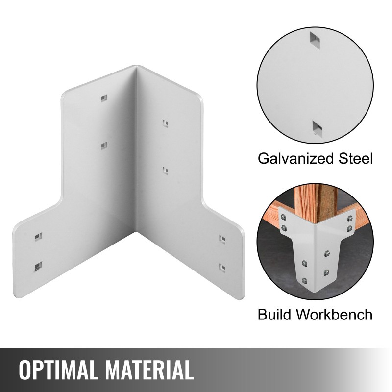 Työpöydän kulmarautasarja 8 kpl sinkittyä terästä 4 mm valkoinen sopii 4x4 2x4