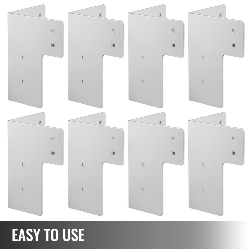 Työpöydän kulmarautasarja 8 kpl sinkittyä terästä 4 mm valkoinen sopii 4x4 2x4