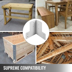 Työpöydän kulmarautasarja 8 kpl sinkittyä terästä 4 mm valkoinen sopii 4x4 2x4