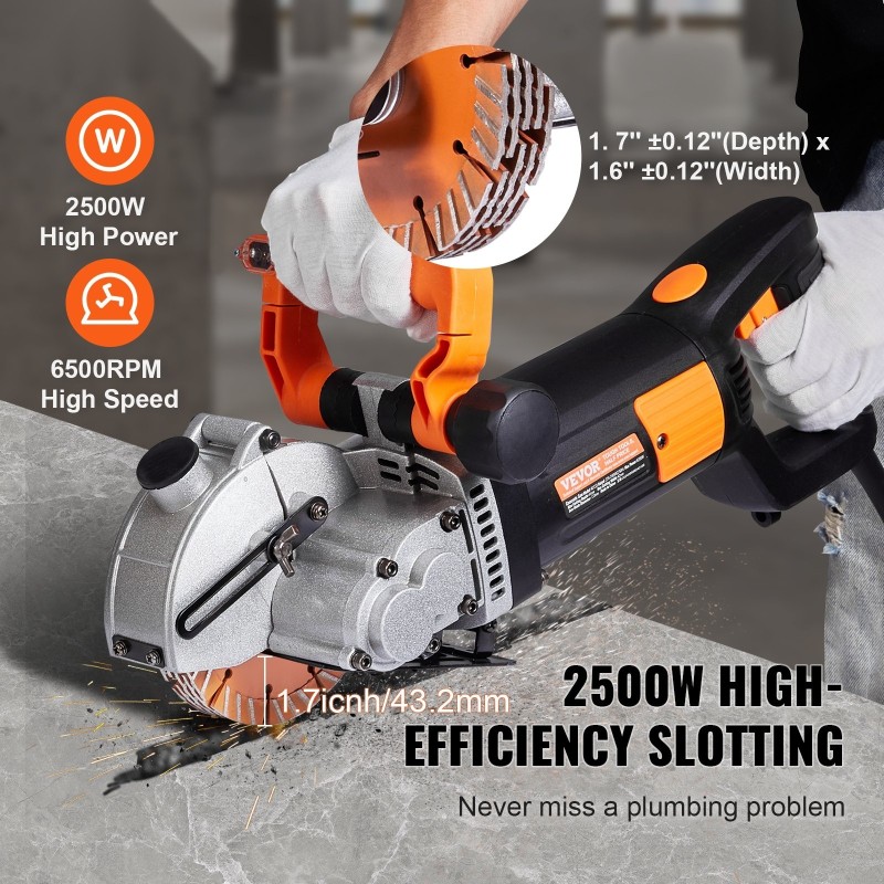 Seinäuratila 2500W 133 mm terä 41 mm leikkaussyvyys alumiinipää vesipumpulla