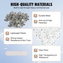 Rintanappiosat 500 sarjaa 25 mm metalliset ja muoviset osat läpinäkyvällä kalvolla