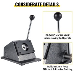 Graafinen reikäleikkuri 44 mm valurautarunko hiiliteräterällä käsikäyttöinen rintanappien valmistukseen leikkuupaksuus 1,5 mm