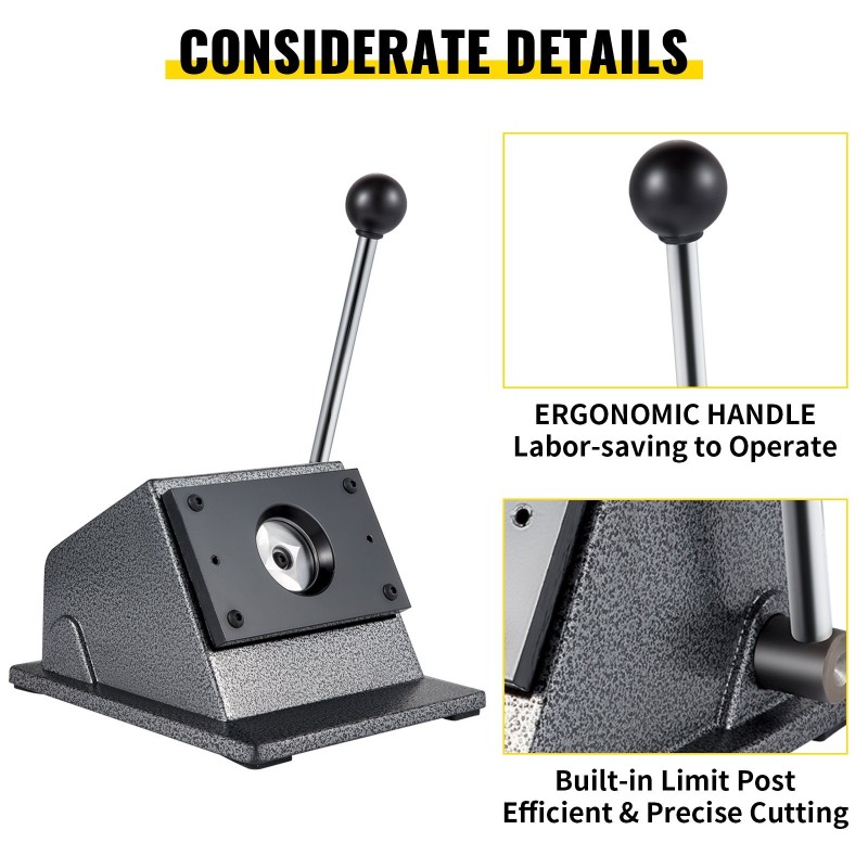 Graafinen reikäleikkuri 44 mm valurautarunko hiiliteräterällä käsikäyttöinen rintanappien valmistukseen leikkuupaksuus 1,5 mm