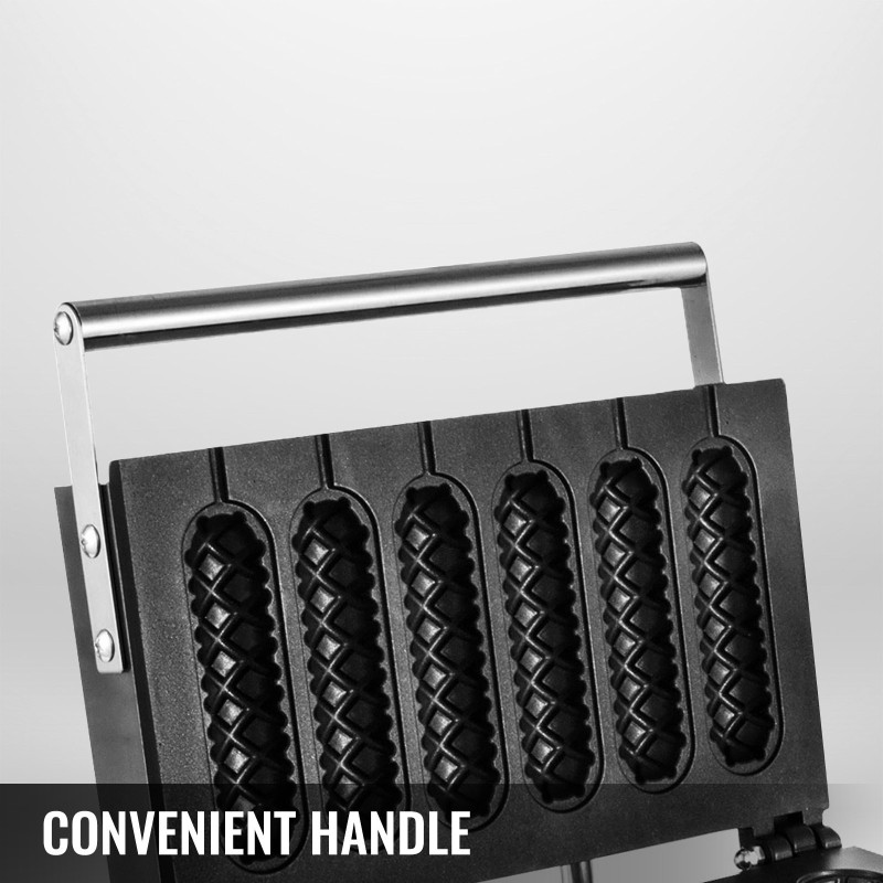 Maissikoira-vohvelirauta ammattilaiskäyttöön ruostumatonta terästä tarttumattomat paistolevyt kuusi kerralla