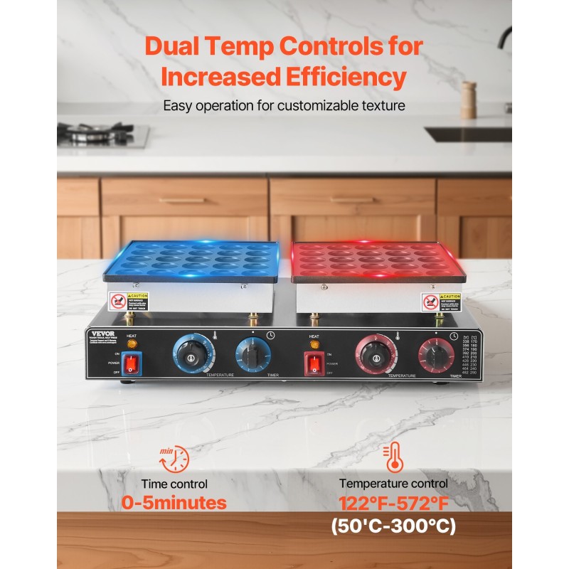 Minipannukakkujen paistokone 50 kpl tarttumaton ruostumaton teräs 1800W ajastin lämpötilansäätö