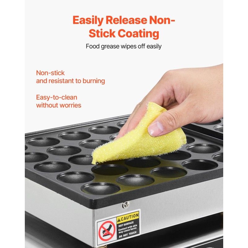 Minipannukakkujen paistokone 50 kpl tarttumaton ruostumaton teräs 1800W ajastin lämpötilansäätö