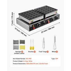 Minipannukakkujen paistokone 50 kpl tarttumaton ruostumaton teräs 1800W ajastin lämpötilansäätö