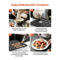 Sähköinen minipannukakkukone ruostumaton teräs 25 pientä pannukakkua säädettävä lämpötila ajastin