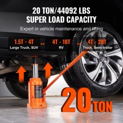 Hydraulinen pullotunkki 20 tonnia nostokorkeus 240–450 mm kolmiosainen varsi