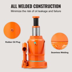 Hydraulinen pullotunkki 12 tonnia nostokorkeus 190–355 mm kauttaaltaan hitsattu runko kolmiosainen varsi