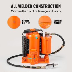 Pullotunkki ilmahydraulinen 20 tonnia 265–500 mm nostokorkeus ilma ja käsikäyttö