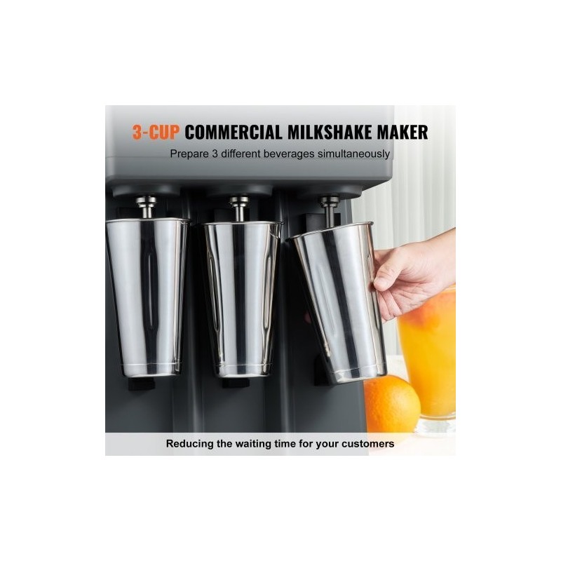 Pirtelökone ruostumatonta terästä kolmipäinen kolmella 820 millilitran kupilla