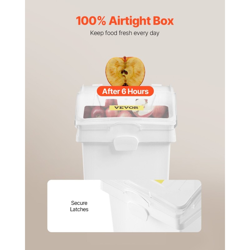 Säiliösetti kolmen kahdenkymmenenviiden litran PP-muovia valkoinen pyörillä ja läpinäkyvällä kannella