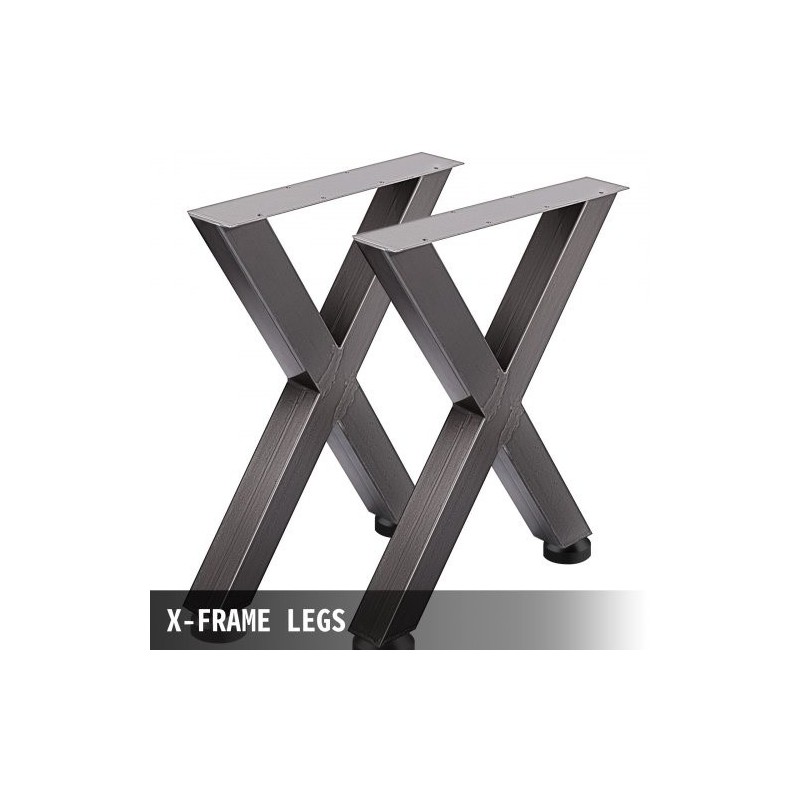 Pöydänjalat rautaiset X-runkoiset 720 mm musta 1000 kg 2 kpl