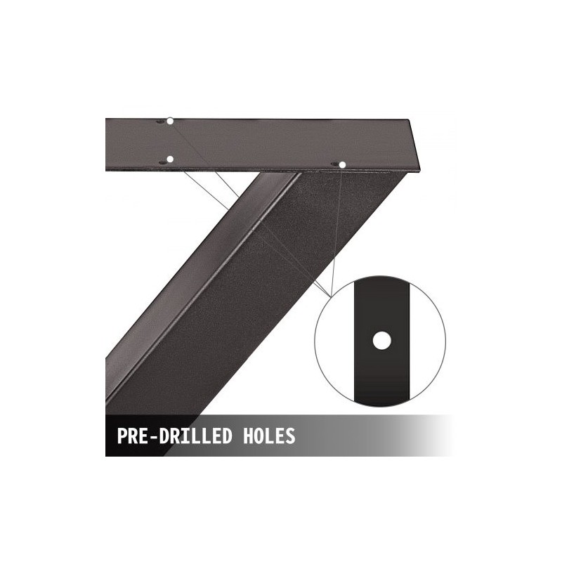 Pöydänjalat rautaiset X-runkoiset 720 mm musta 1000 kg 2 kpl