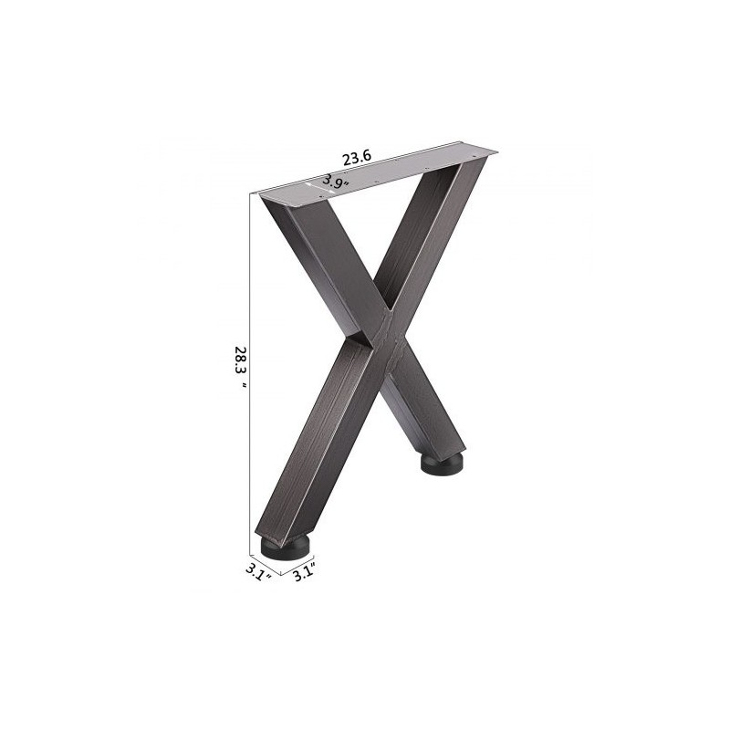 Pöydänjalat rautaiset X-runkoiset 720 mm musta 1000 kg 2 kpl