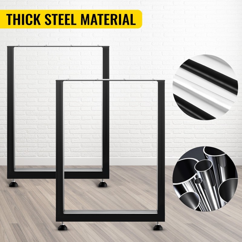 Teräksiset mustat pöydänjalat 2 kpl korkeus 72 cm leveys 60 cm