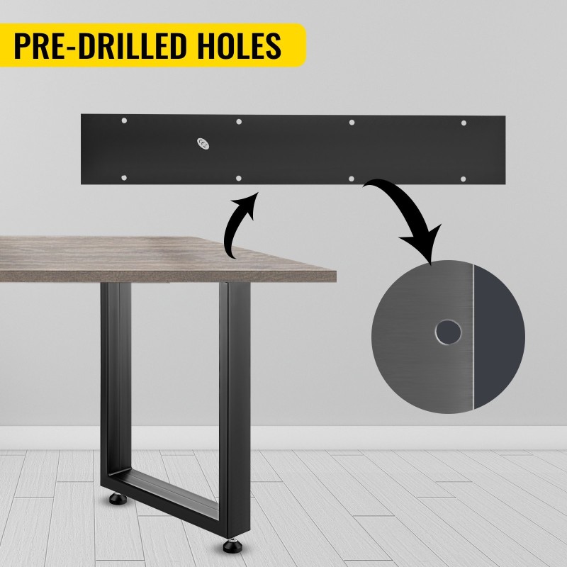 Teräksiset mustat pöydänjalat 2 kpl korkeus 72 cm leveys 60 cm