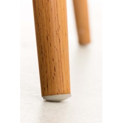 Tyylikäs retro-vierailutuoli puukuvioidulla metallirungolla ja muovi-istuimella