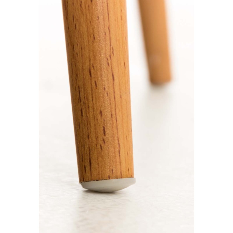 Tyylikäs retro-vierailutuoli puukuvioidulla metallirungolla ja muovi-istuimella