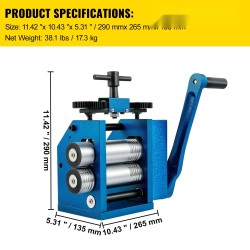 Manuaalinen koruvalssain 112 mm valurautarunko kromiteräsvalssit nelitoiminen 0,1–7 mm