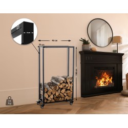 Tyylikäs pyörällinen polttopuuteline takkapuille eri kokoja saatavana