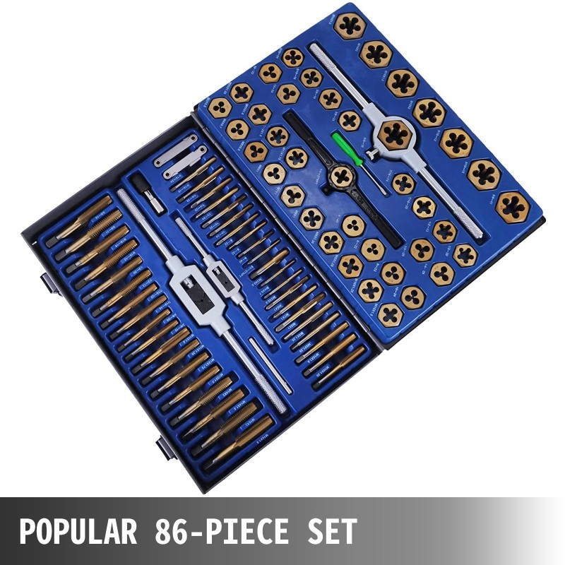 Kierretappi- ja leikkurisarja volframiterästä titaanipinnoitettu 86 osaa metrinen koneistukseen