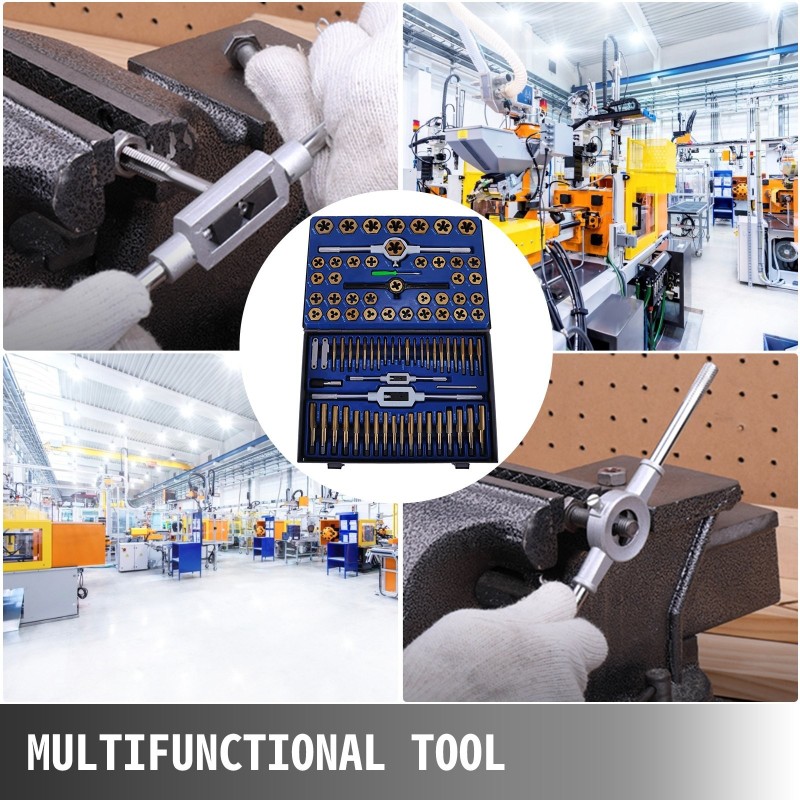 Kierretappi- ja leikkurisarja volframiterästä titaanipinnoitettu 86 osaa metrinen koneistukseen