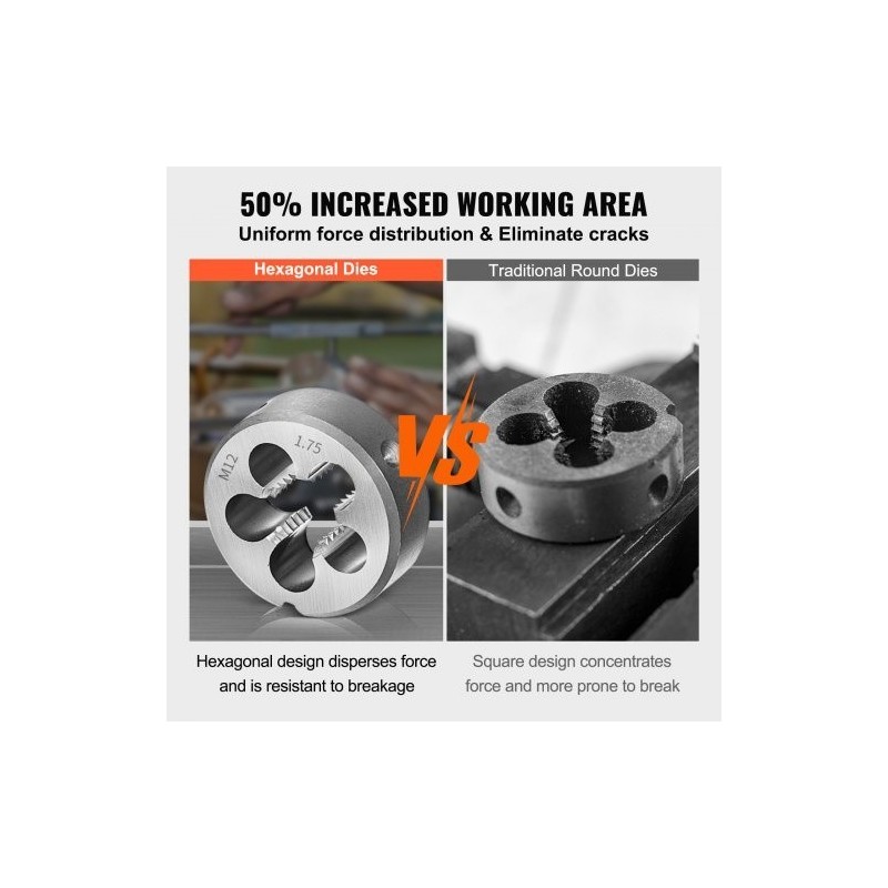 Kierretappi- ja kierretalasarja laakeriterästä 60 osaa ulko- ja sisäkierteille