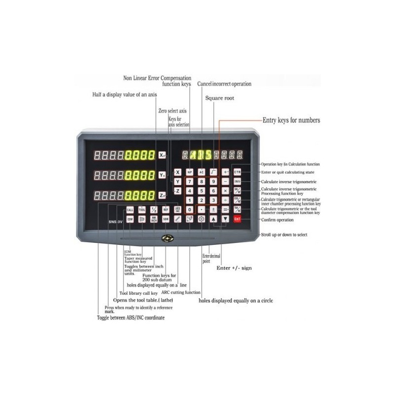 3-akselinen monitoiminen digitaalinen DRO-näyttö tarkalla lineaariskaalalla sorveille ja jyrsinkoneille