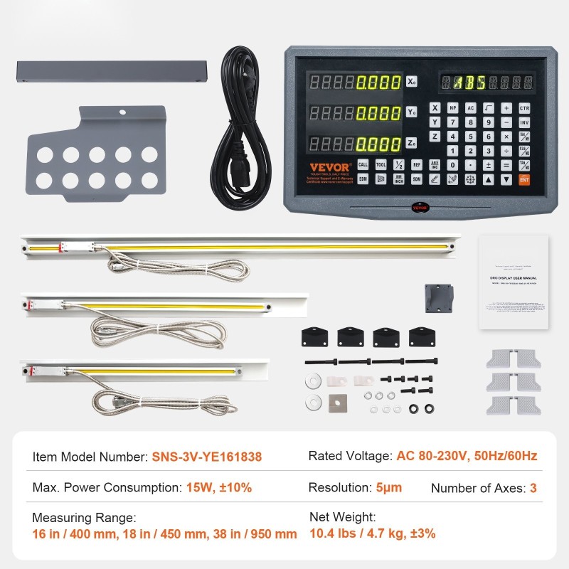 3-akselinen lineaariviivainsetti 400/450/950 mm työstökoneisiin 5μm resoluutio