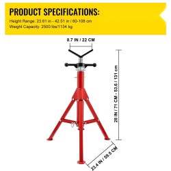 V-päinen teräsputkiteline säädettävä 71–132 cm 1134 kg kantavuus kokoontaitettava