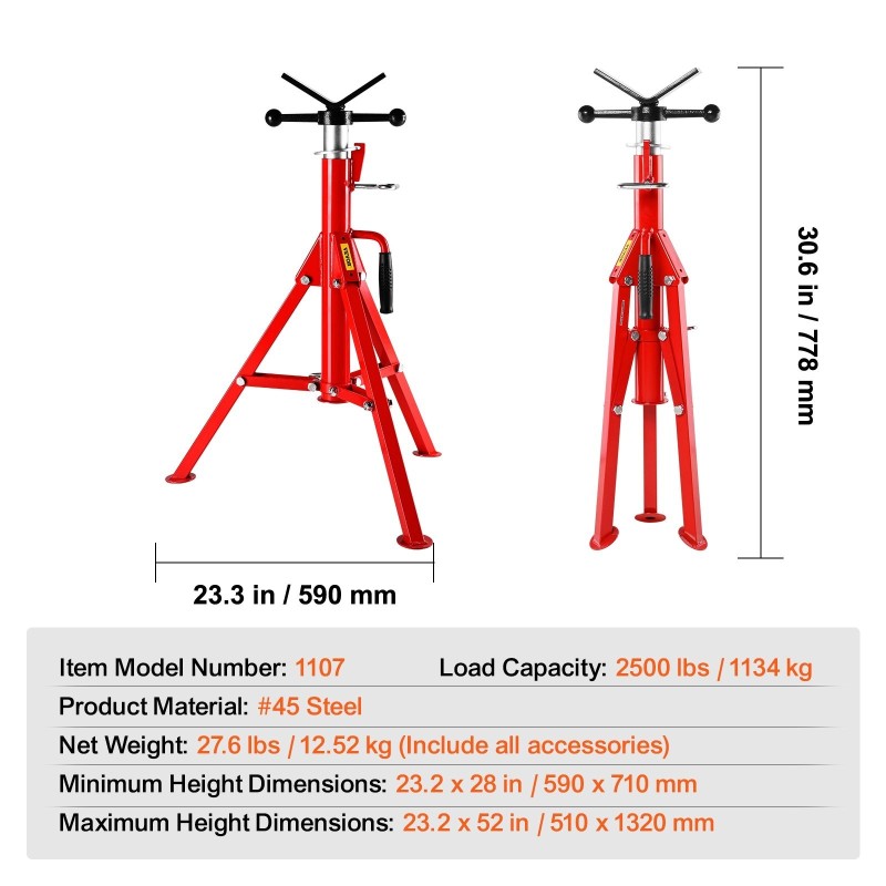 Putkiteline teräs V-päinen säädettävä 71–132 cm kolmijalkainen taittuvat jalat