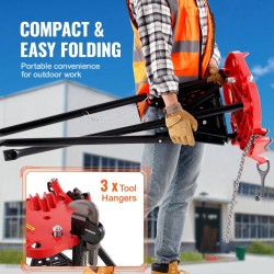 Kolmijalkainen ketjuruuvipuristin teräsrunkoinen kokoontaittuva putkikapasiteetti 3,2–152 mm työkaluallas 600 kg