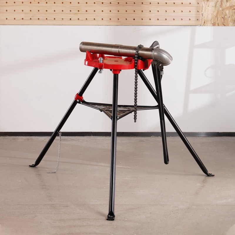 Kolmijalkainen ketjuruuvipuristin teräsrunkoinen kokoontaittuva putkikapasiteetti 3,2–152 mm työkaluallas 600 kg