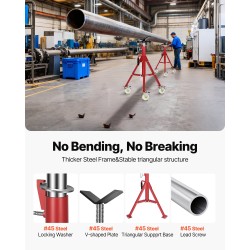 Teräs V-päinen putkiteline säädettävä korkeus 71–131 cm 400 kg lukittavat pyörät