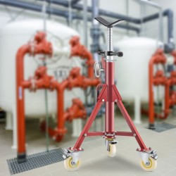 Teräs V-päinen putkiteline säädettävä korkeus 71–131 cm 400 kg lukittavat pyörät