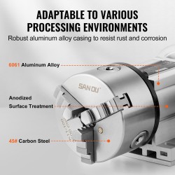 Jako-osa CNC-jyrsinkoneelle K11-100mm 3-leukapakka 65 mm keskikorkeus MT2 tukiporras 6:1 välityssuhde