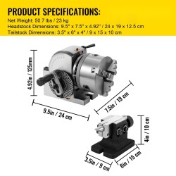 Jakopää BS-0 valurautarunko MT2 vastatuki 3 jakolevyä 125 mm istukka