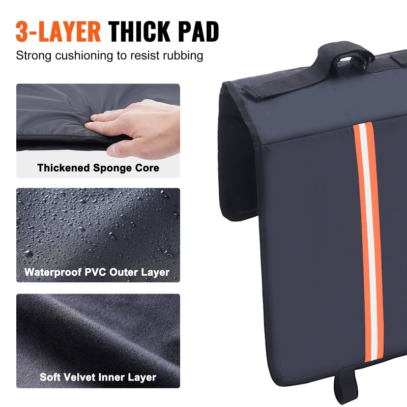 Takaluukun pyöräsuoja PVC-pinta yli 1350 mm lavalle 5 pyörää heijastinnauhat kameraaukko
