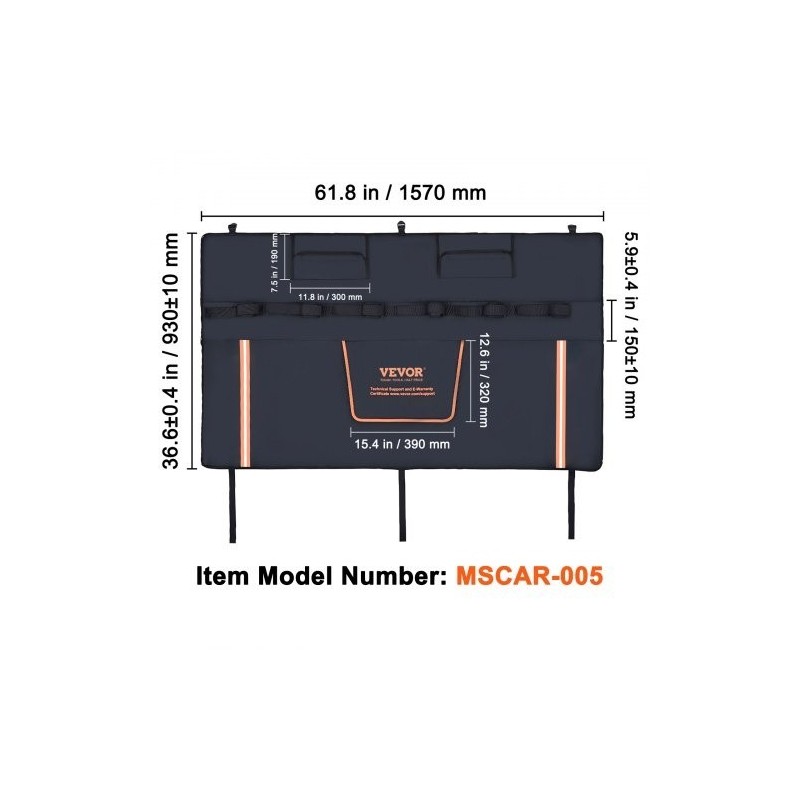 Perälaudan suojapehmuste PVC sieni ja kristallivilla 1570×930 mm 6 polkupyörälle
