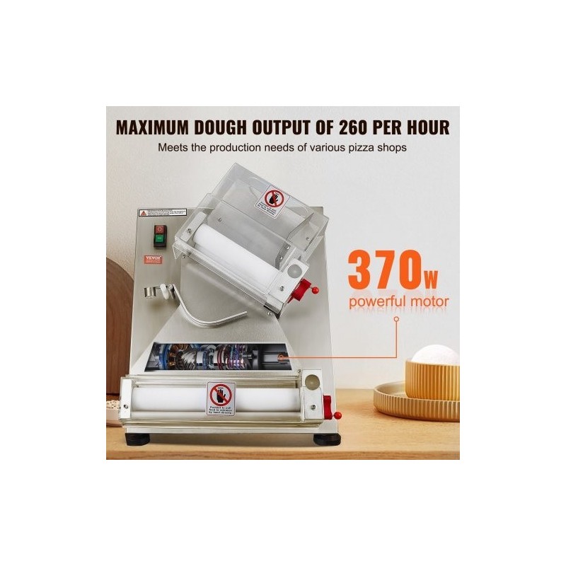 Automaattinen pizzataikinanlevytin 201-ruostumaton teräsrunko 3–12 tuuman pizzapohjille säädettävä 1–5,5 mm