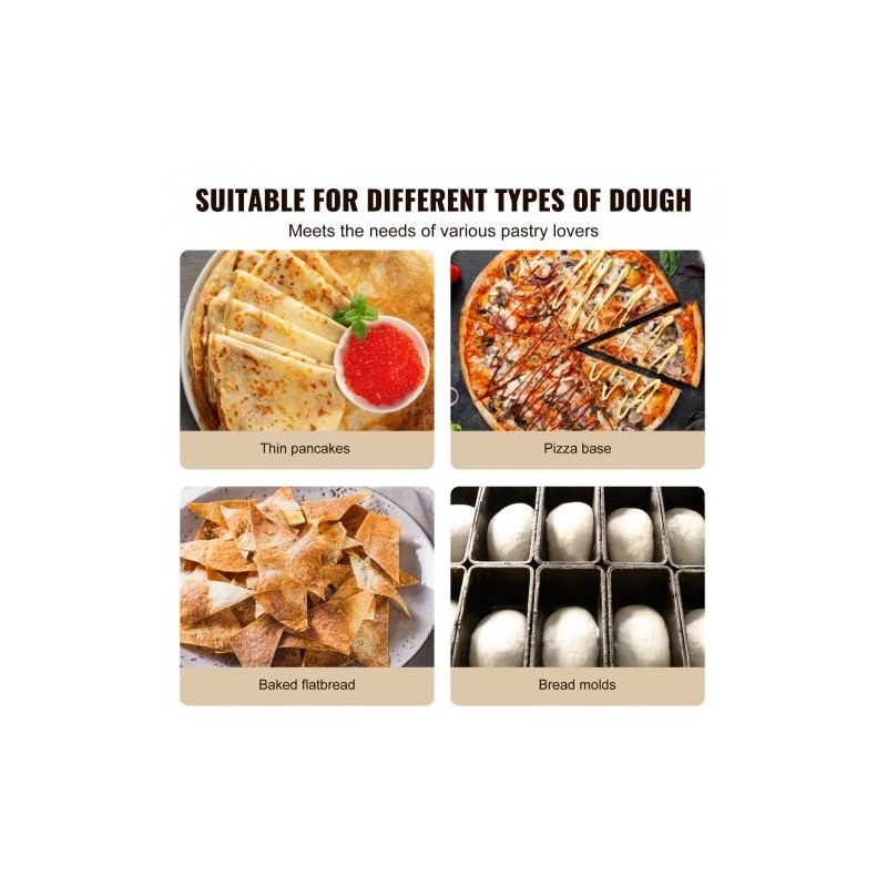 Automaattinen pizzataikinanlevytin 201-ruostumaton teräsrunko 3–12 tuuman pizzapohjille säädettävä 1–5,5 mm