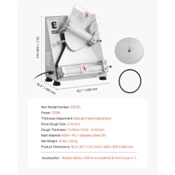 Automaattinen taikinan kaulinlevitin ruostumatonta terästä 3–14 tuumaa 260 kpl tunnissa säädettävä paksuus